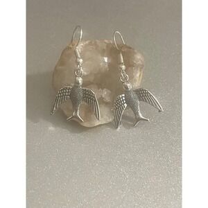 New Sterling Silver Flying Swallow Bird Boho Earrings-Small Nature Gift Jewelry